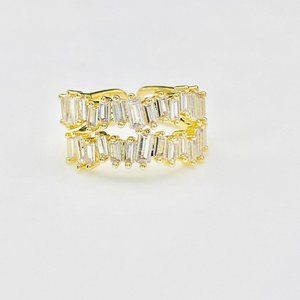 Double Layer Emerald Cut CZ ring
